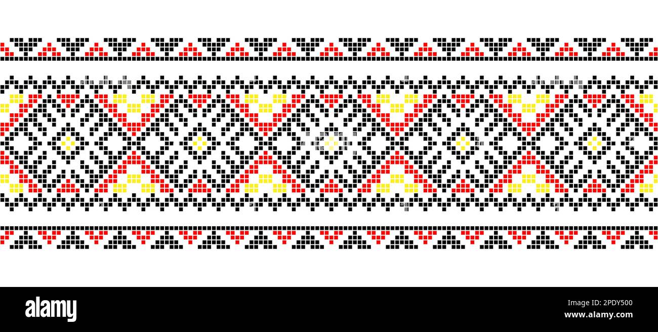 Ukrainian mosaic, pixel art pattern, tile border. Ukrainian mosaic ...