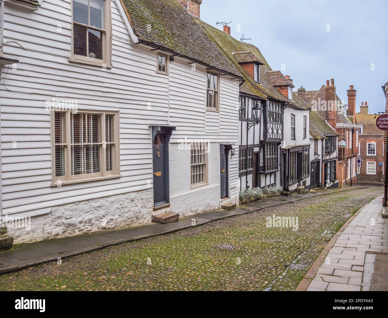 Street scene image of quaint historical houses at the town of Rye [on
