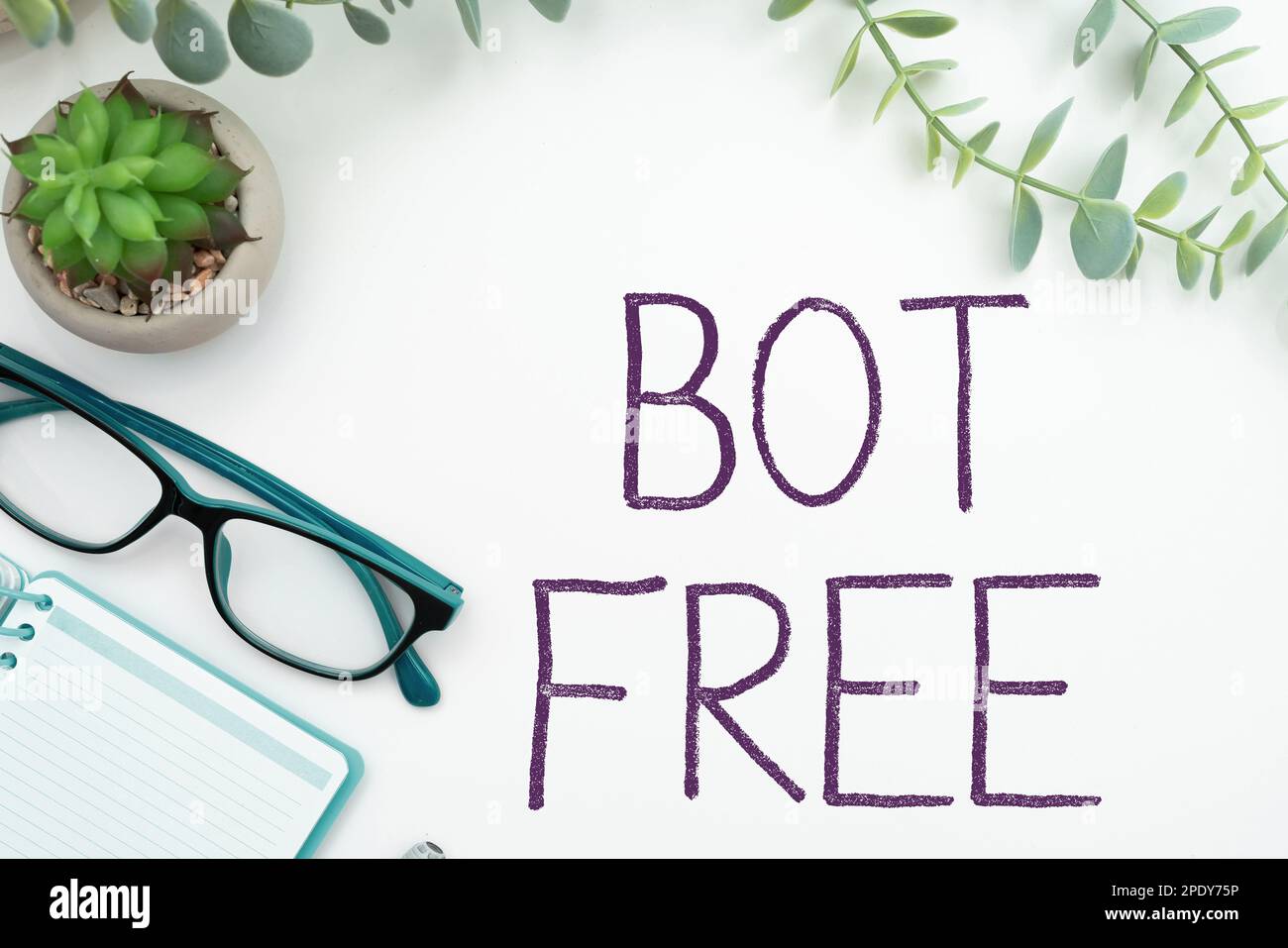 Handwriting text Bot Free. Word for a computer program that works automatically Internet robots Stock Photo