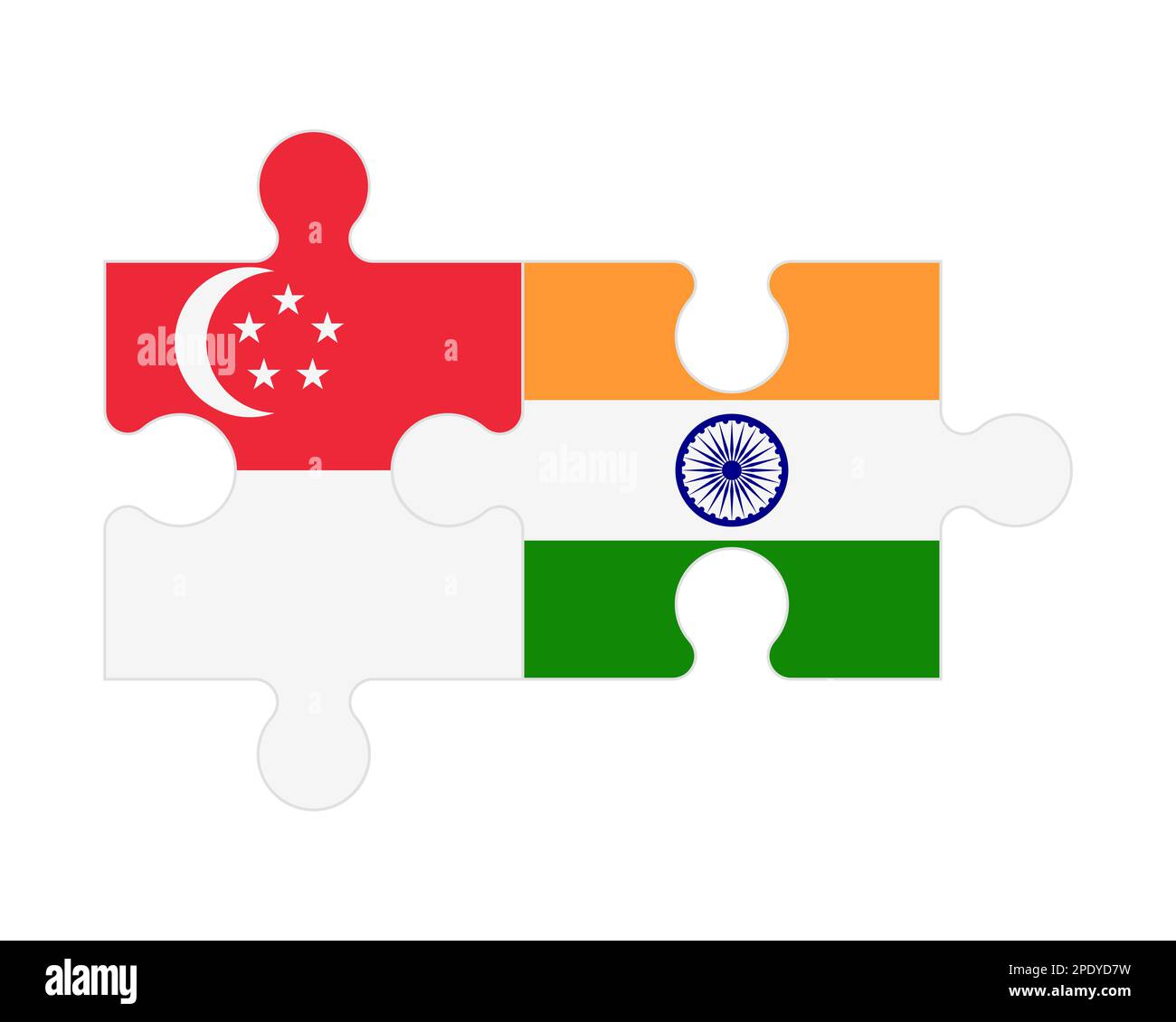 Connected puzzle of flags of Singapore and India, vector Stock Vector ...