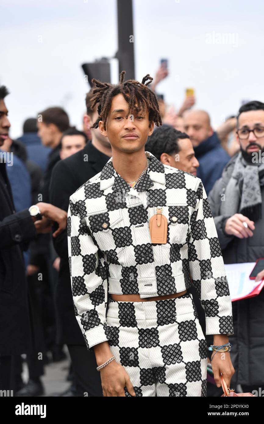 Jaden Smith outside Louis Vuitton, during Paris Fashion Week Stock
