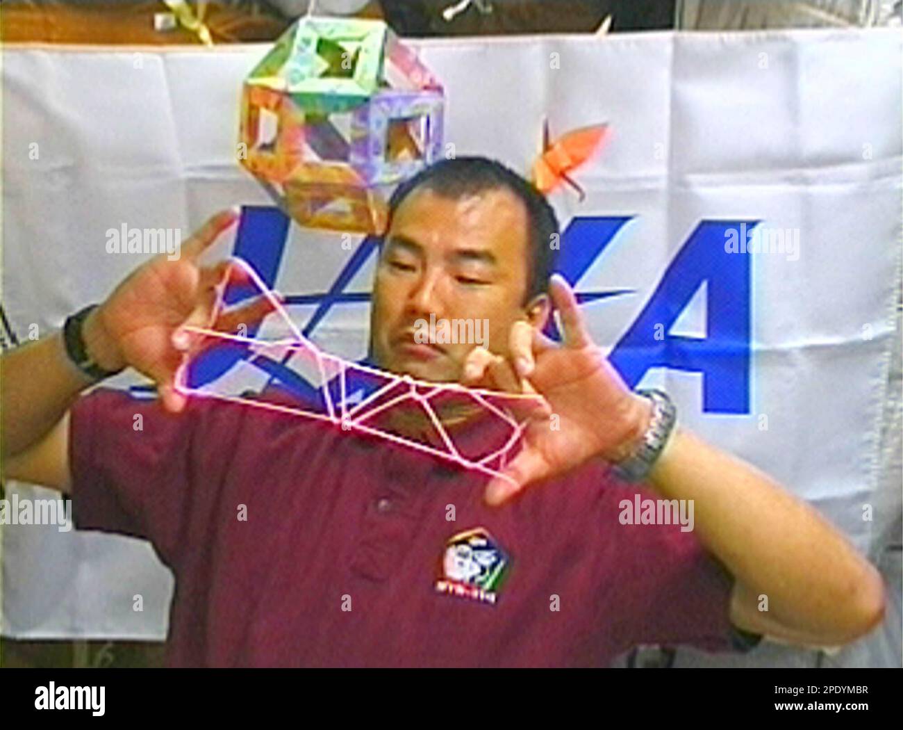 Japanese astronaut Soichi Noguchi plays with a string game in this ...