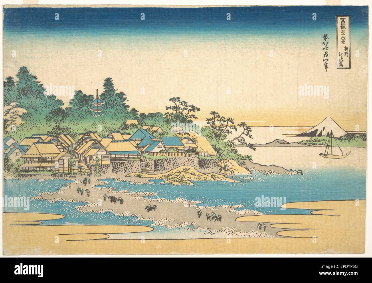 Enoshima in Sagami Province (Sōshū Enoshima), from the series Thirty-six Views of Mount Fuji (Fugaku sanjūrokkei) ca. 1830–32 by Katsushika Hokusai Stock Photo