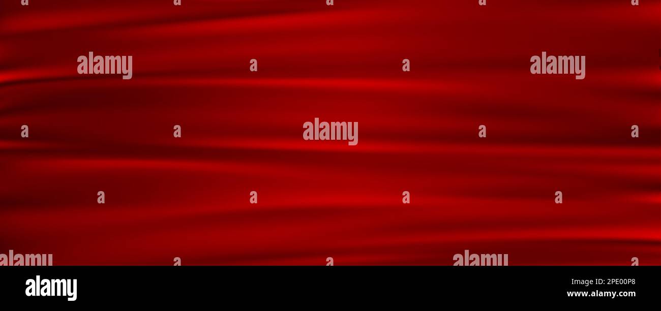 Red fabric texture, satin cloth background, wavy drapery backdrop, elegant luxury textile material. Stock Vector