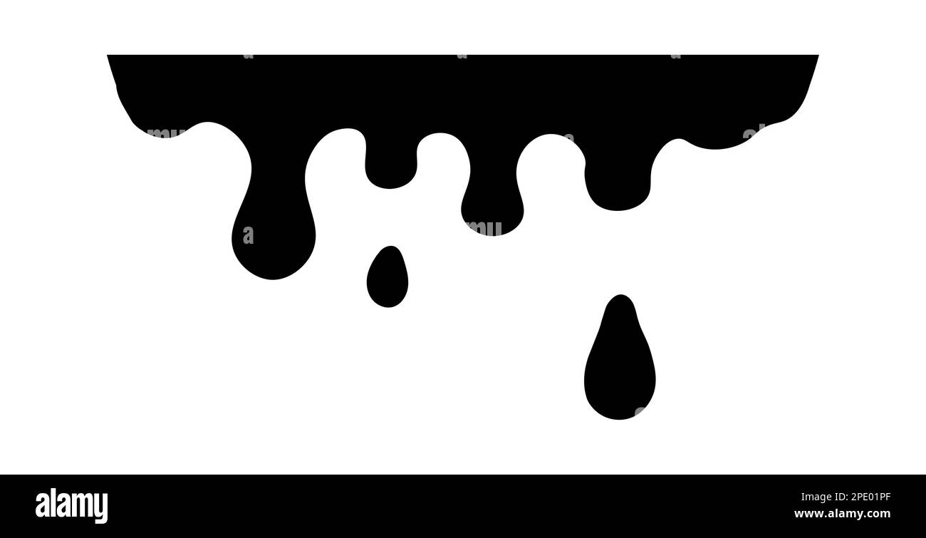 Drip of honey, melt drop. Black chocolate. Vector ink paint liquid