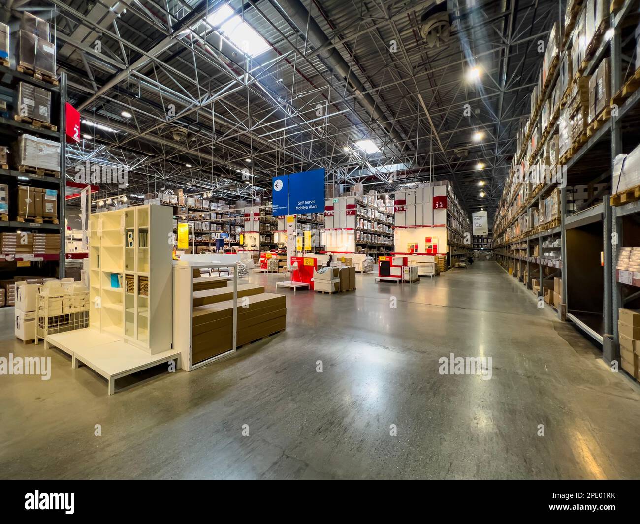 IstanbulTurkey 01.18.2023; Ikea Istanbul Indoors, pallet racks in an