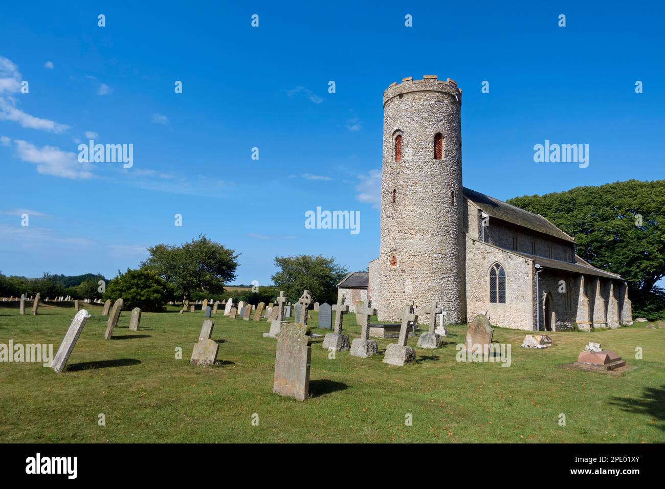 St Margaret's round tower church, Burnham Norton, Norfolk, England Stock Photo