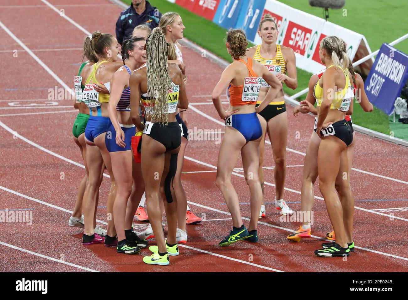 Heptathletes at the end of the Heptathlon at the European Athletics