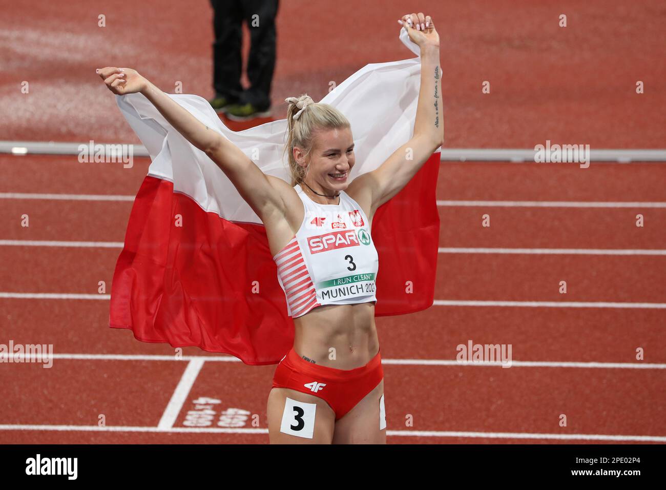 Adrianna SUŁEK celebrating her Bronze Medal in the Heptathlon at the