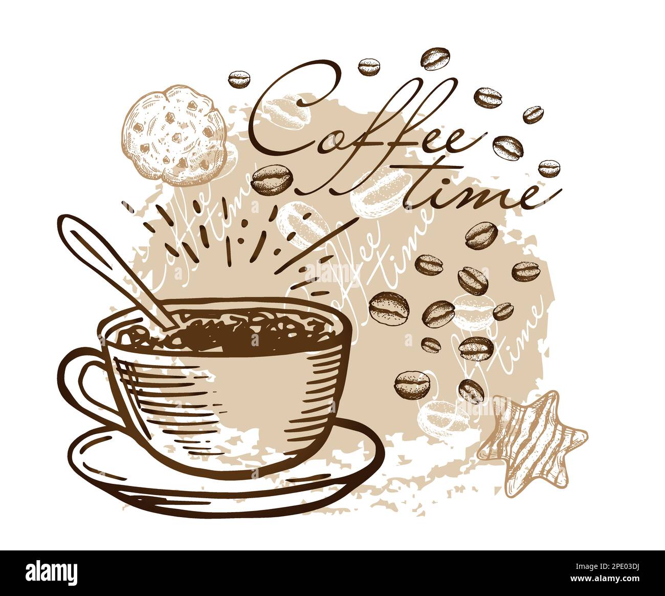 Coffee time hand drawn illustrations Stock Vector