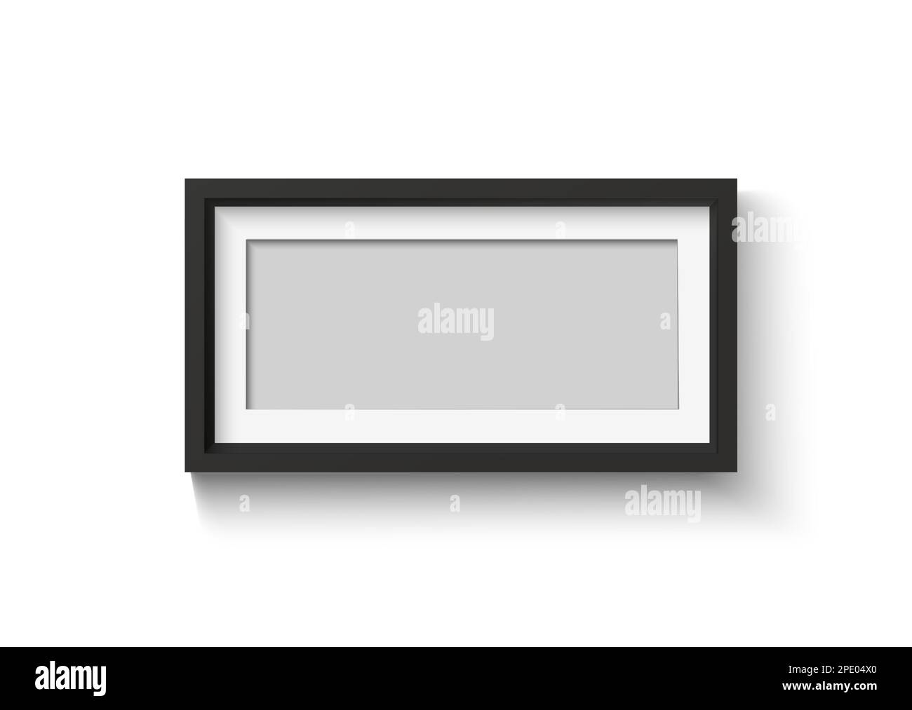 Black blank photo frame set. Vector empty pictures on wall. Square and