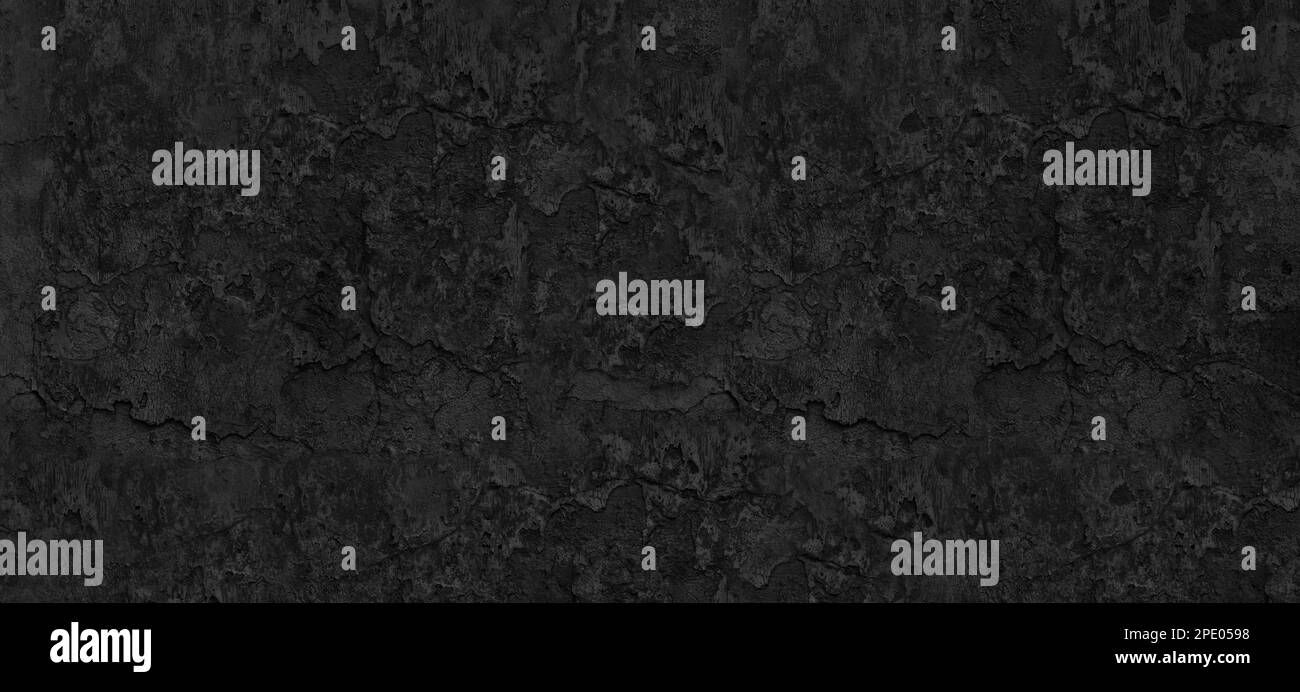aesthetic black plaster or stucco panoramic background Stock Photo