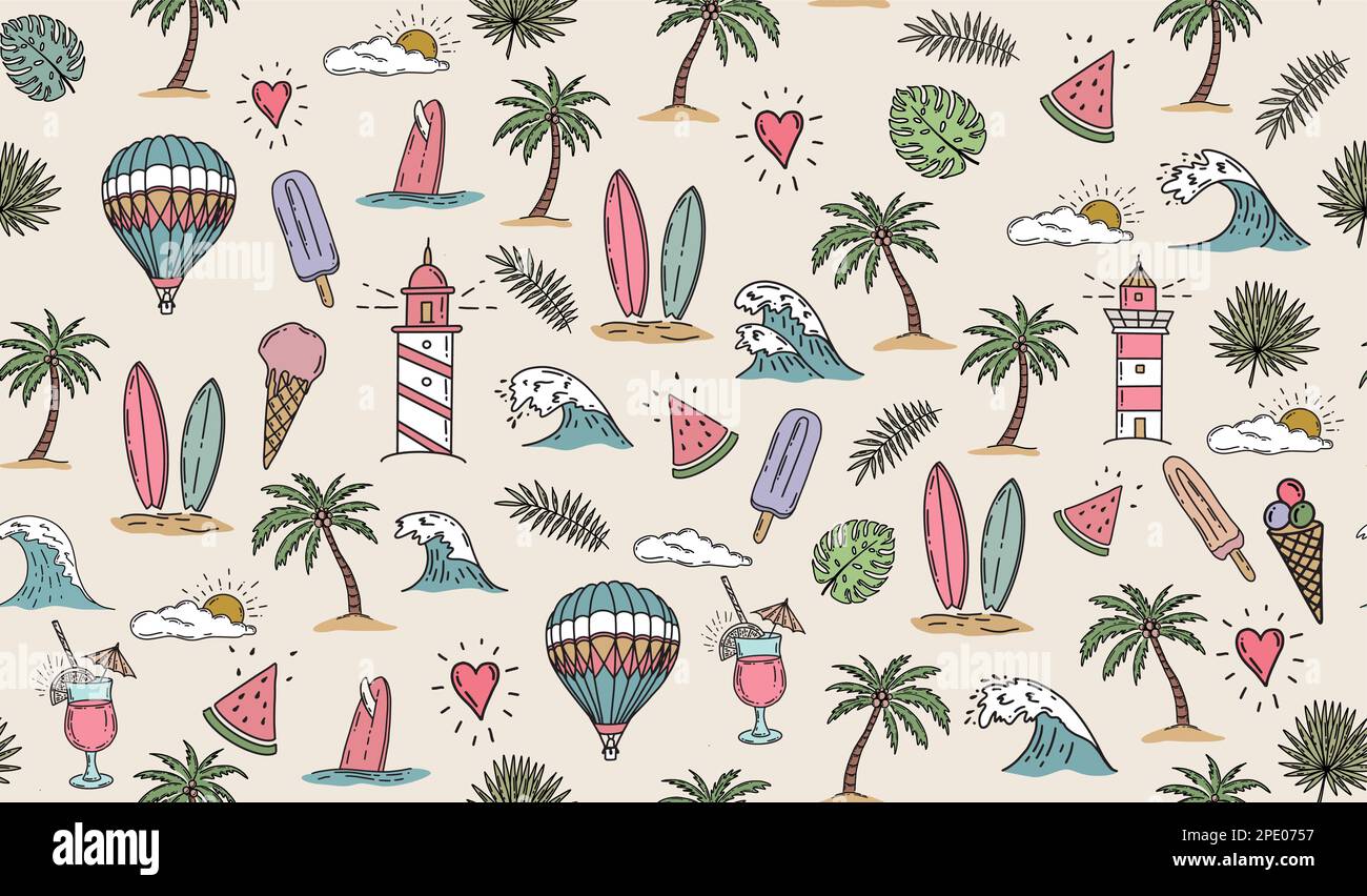 Summer icon set, hand drawn illustration Stock Vector Image & Art - Alamy