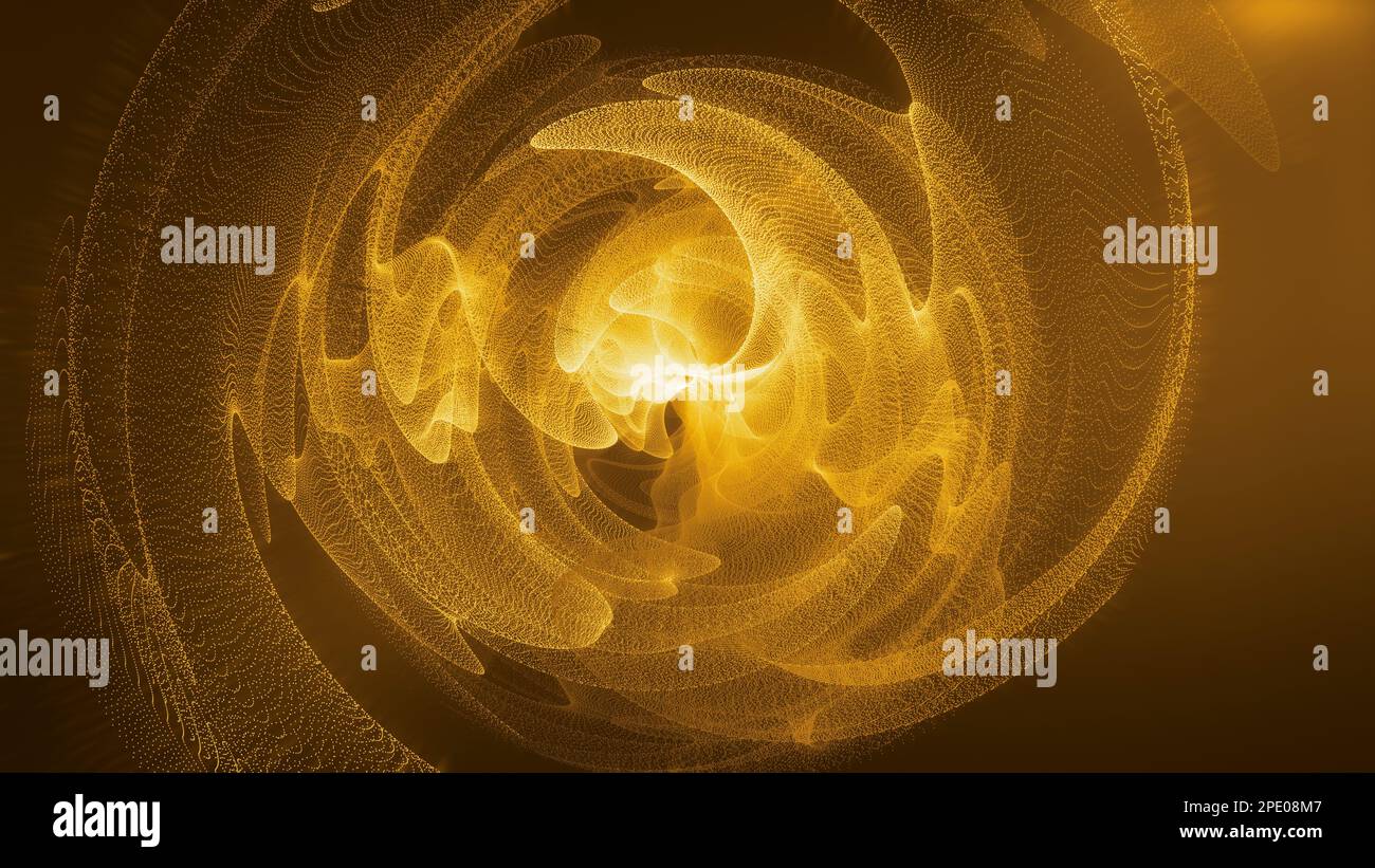 Thinking machine processing golden big data. Metaverse abstract background. Cloud computing concept. Big data stream. Stock Photo