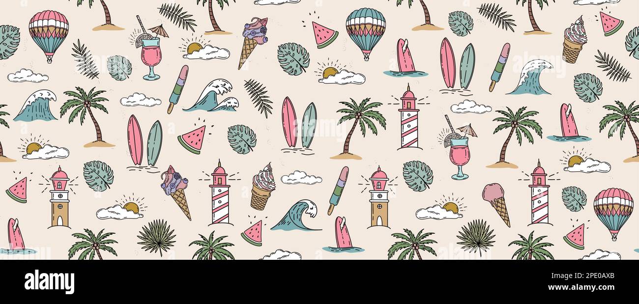 Summer icon set, hand drawn illustration Stock Vector Image & Art - Alamy
