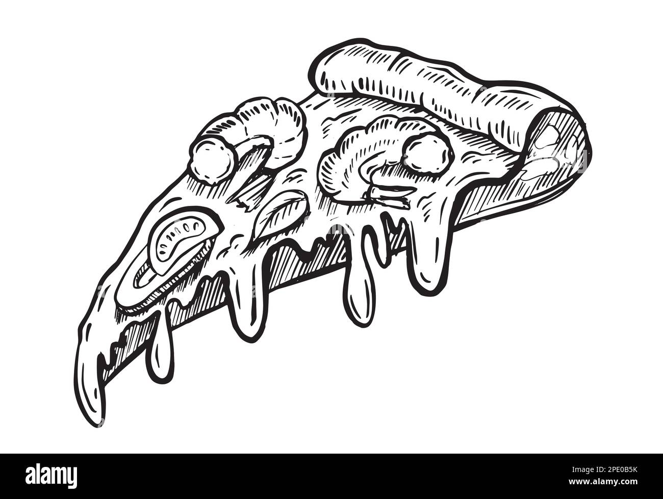 Slice of pizza, hand drawn illustrations, vector Stock Vector Image ...