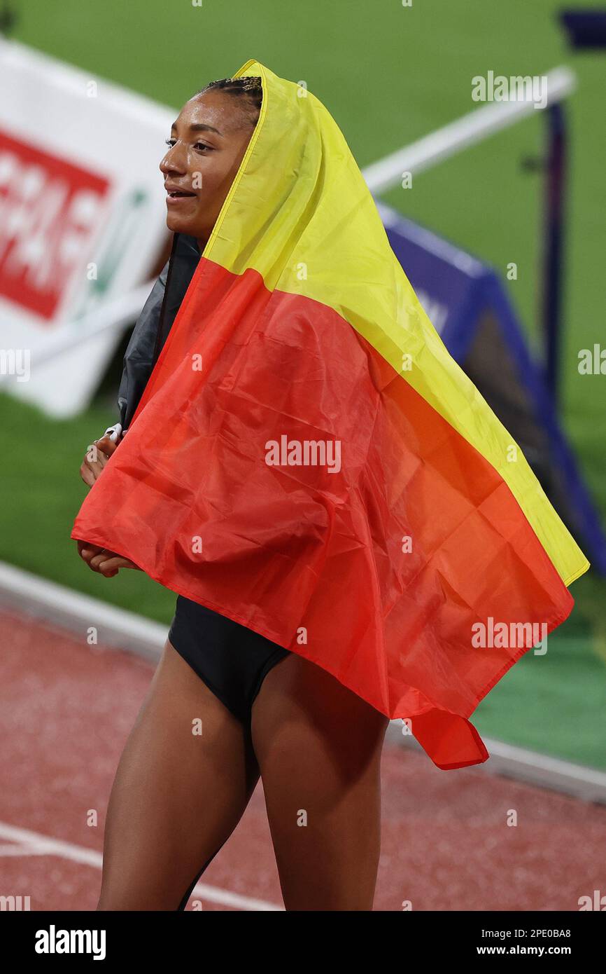 Nafissatou THIAM celebrating winning the Gold Medal in the Heptathlon