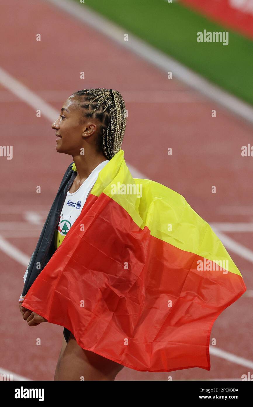 Nafissatou THIAM celebrating winning the Gold Medal in the Heptathlon