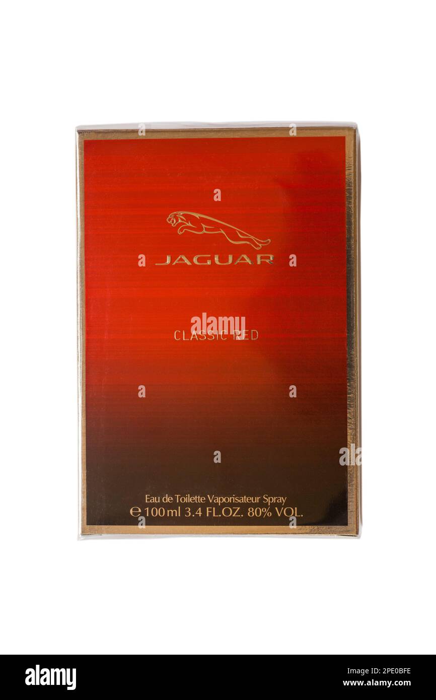 Jaguar Classic Red eau de toilette vaporisateur spray isolated on white background Stock Photo