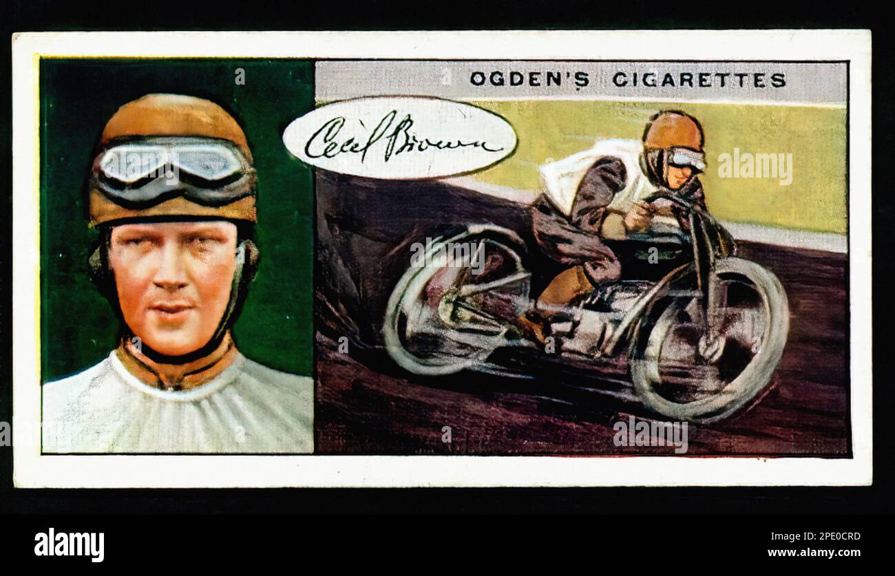 Portrait of Speedway Rider 1929 Cecil Brown Vintage Cigarette Card