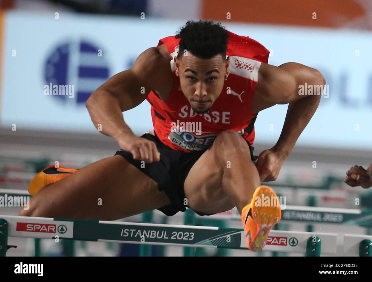 Jason JOSEPH of Switzerland 60m Hurdles Men Final during the European