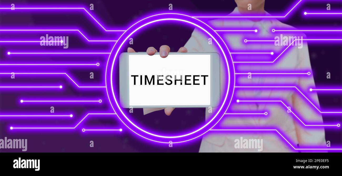 Conceptual caption Timesheet. Word for graphical representation of