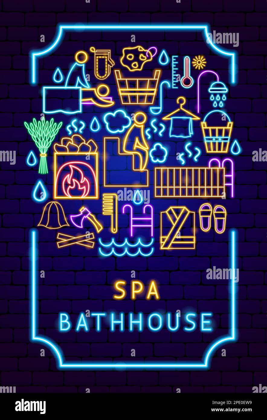 Spa Bathhouse Neon Poster Stock Vector Image & Art Alamy