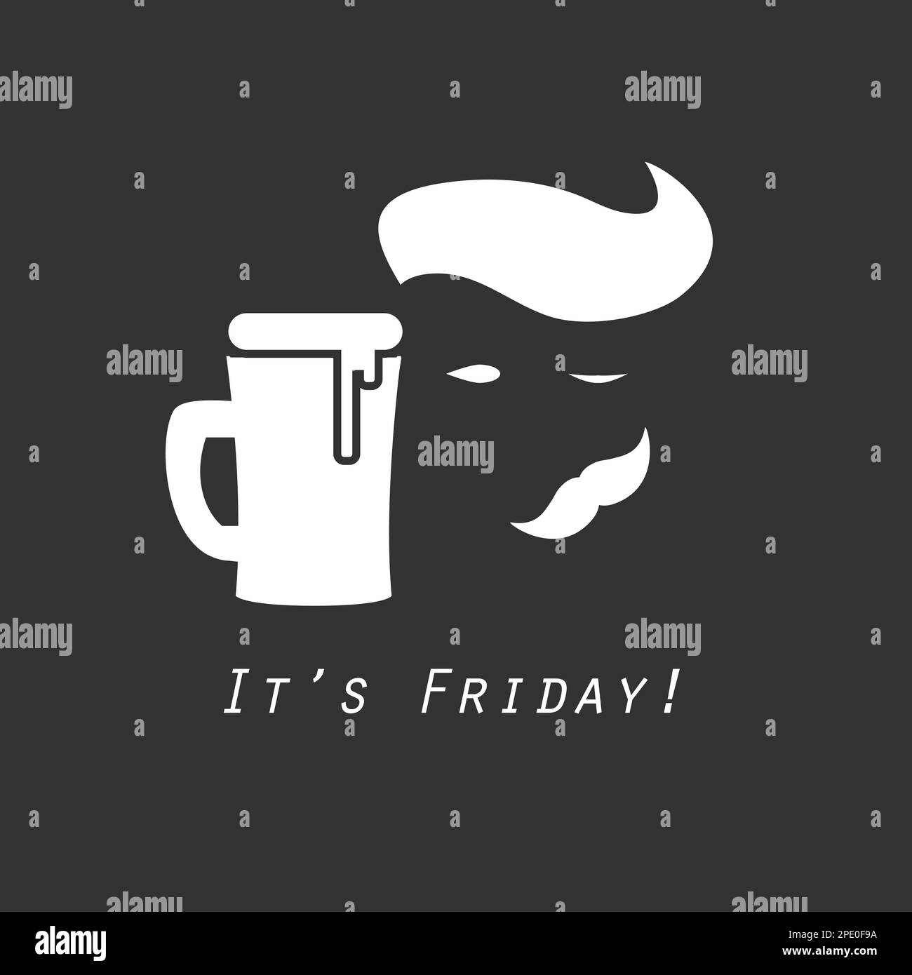 Weekend's Coming Banner It's Friday Label With Beer Mug Stock Vector