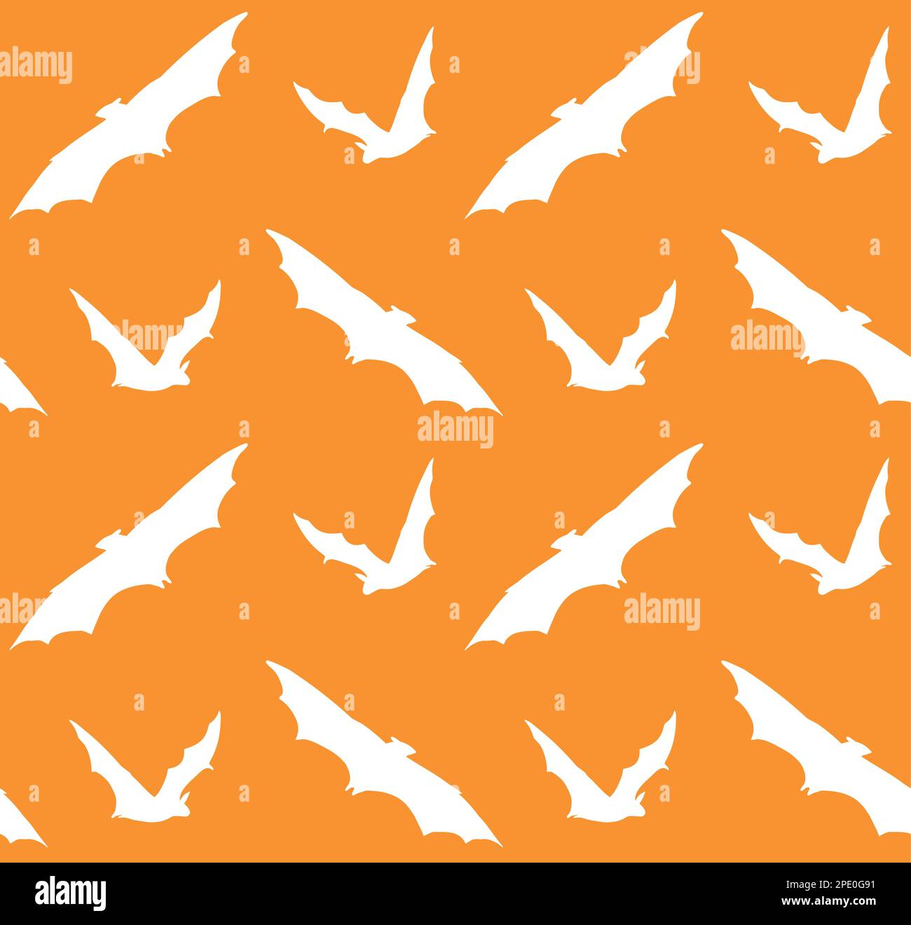 Vector seamless pattern of hand drawn bat silhouette isolated on orange ...