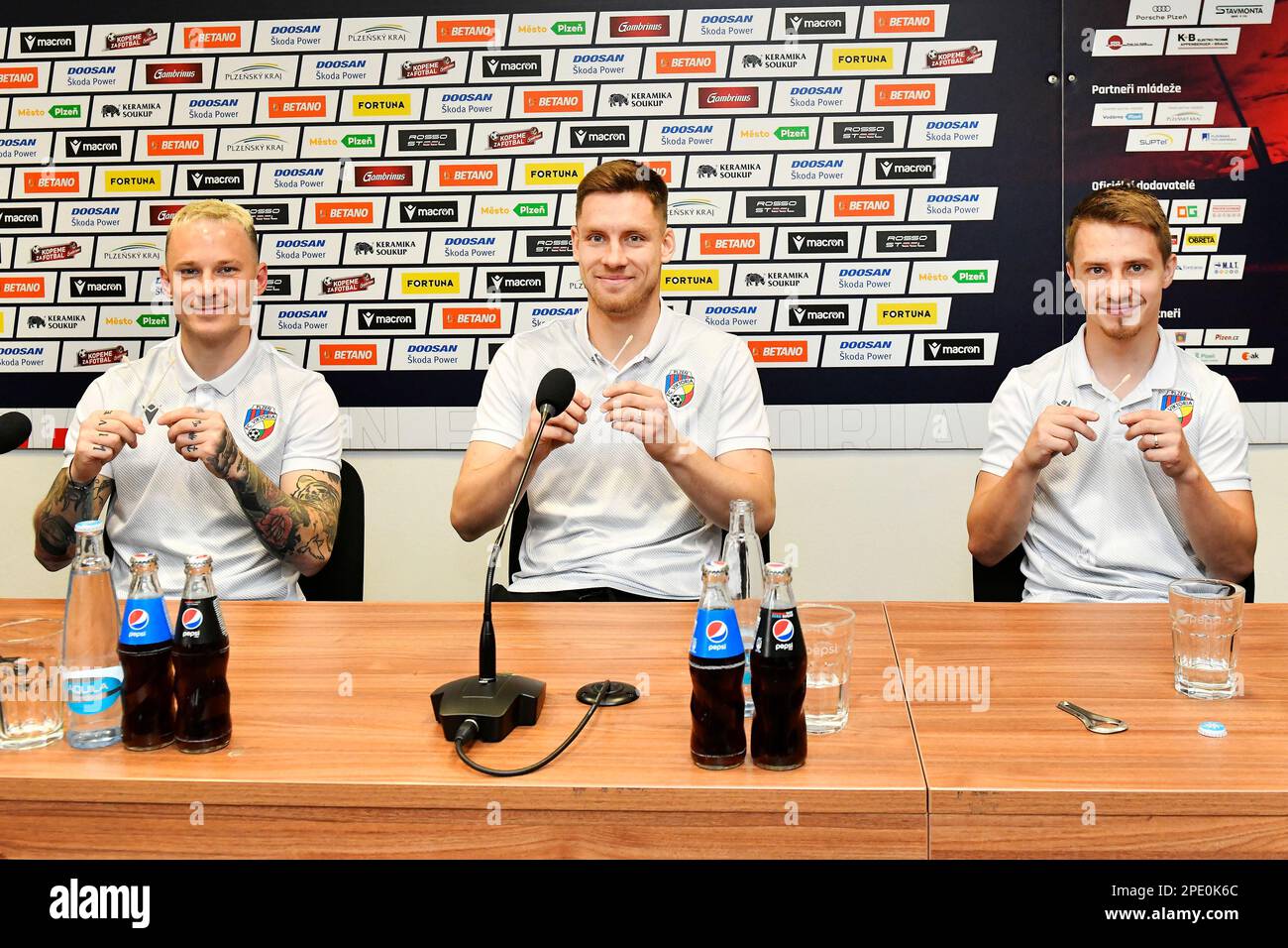 Pilsen, Czech Republic. 15th Mar, 2023. Press conference of Viktoria