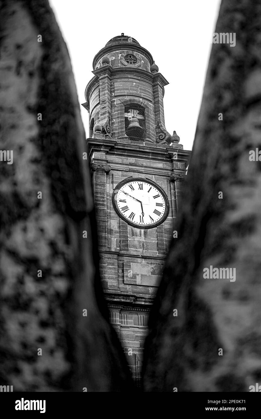 Church Clock Tower Historical And Medieval Towers In Monochrome Or 