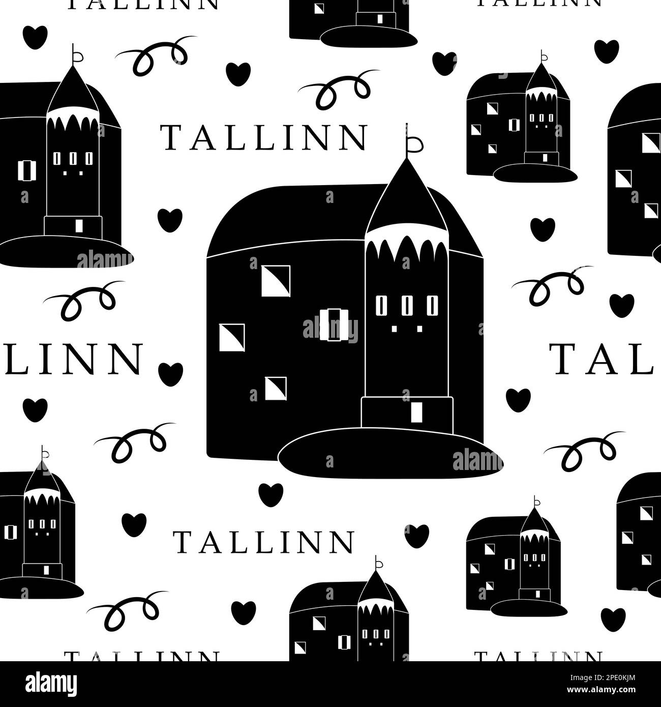 Tallinn, black and white seamless pattern Stock Vector