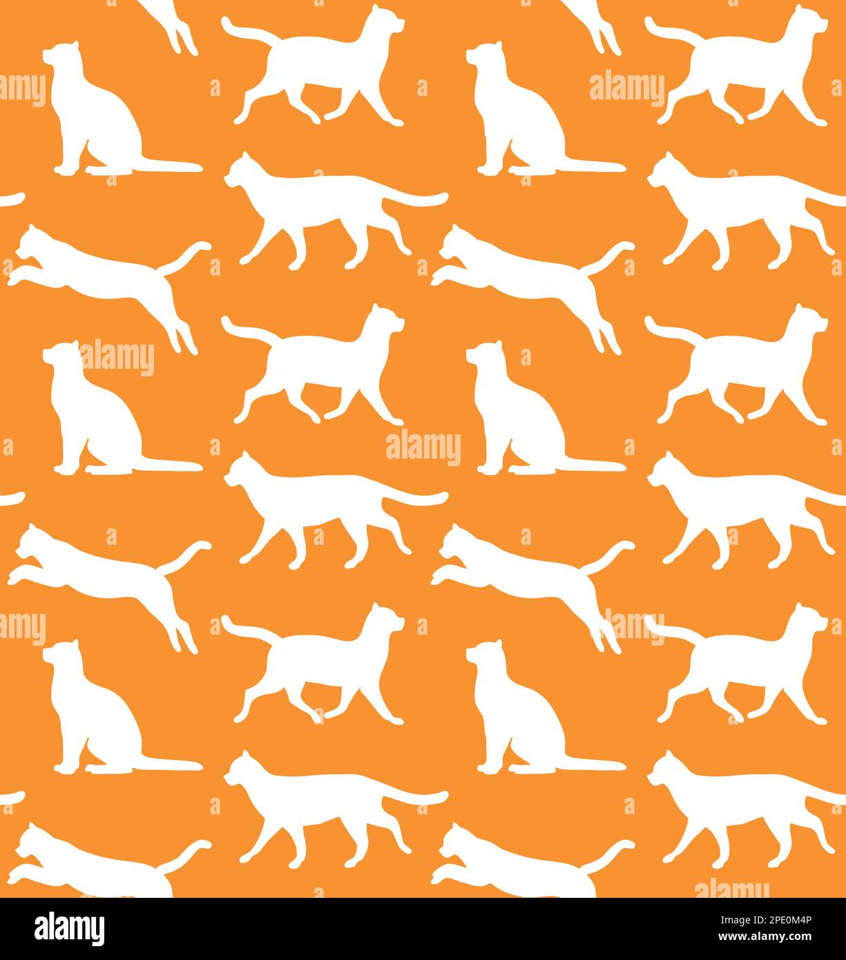 Vector seamless pattern of flat hand drawn cats silhouette isolated on ...
