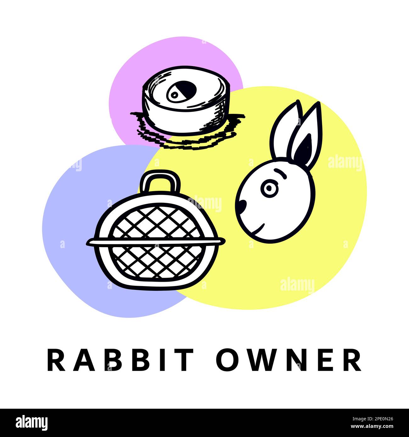 Composition of rabbit items and short text Stock Vector