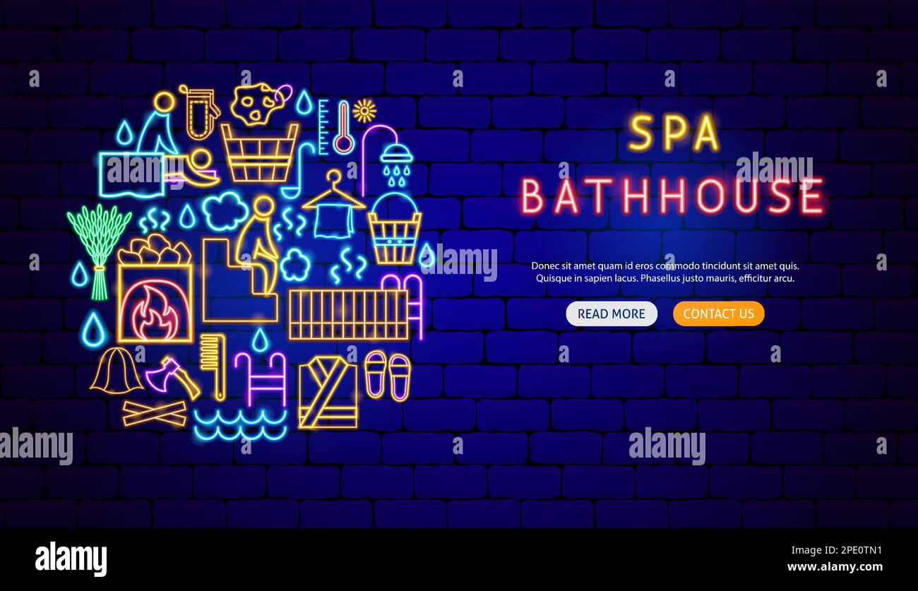 Spa Bathhouse Neon Banner Design Stock Vector Image & Art Alamy