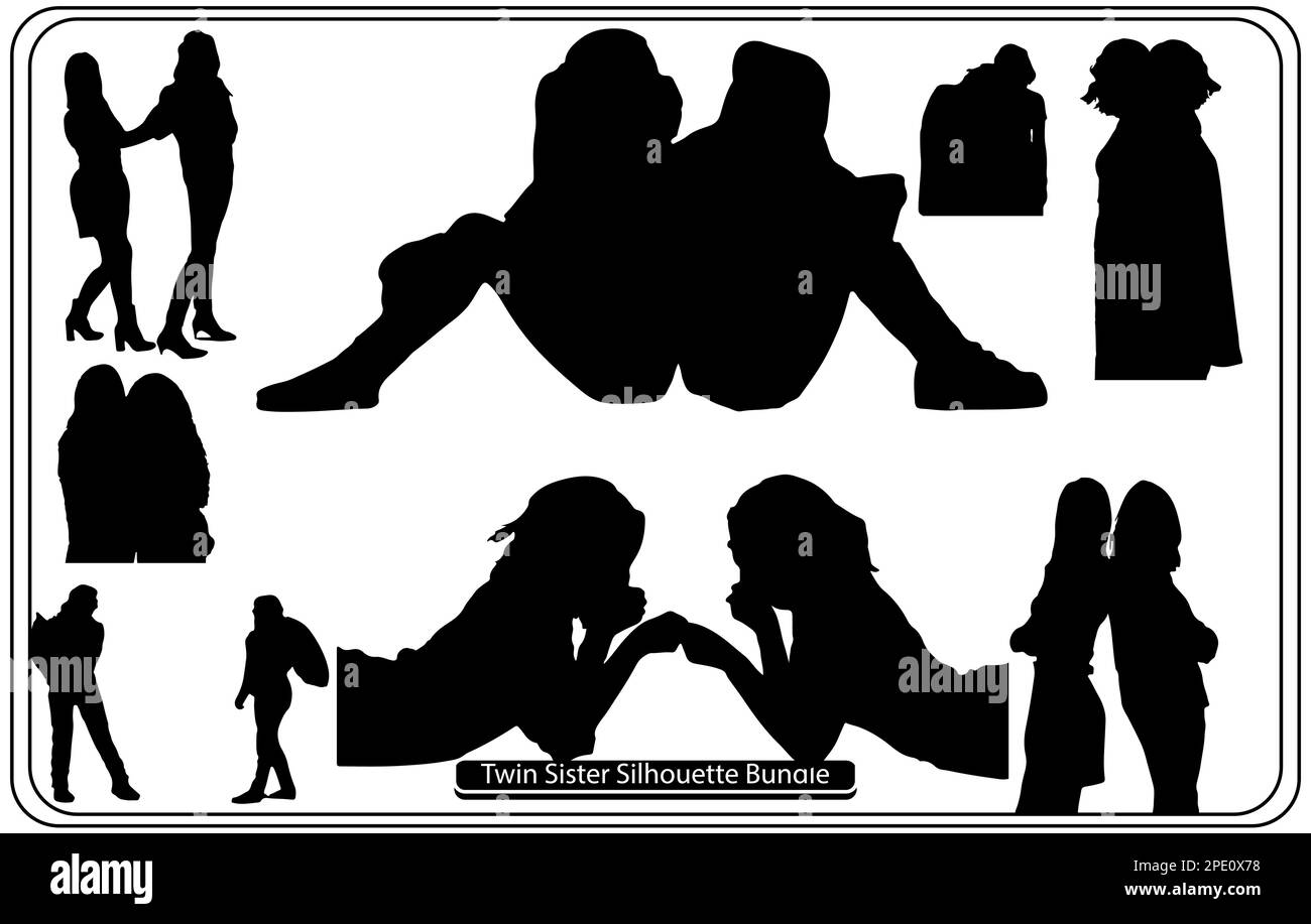 Cute twins sisters portrait,Twin sisters dream catchers logo,Vector