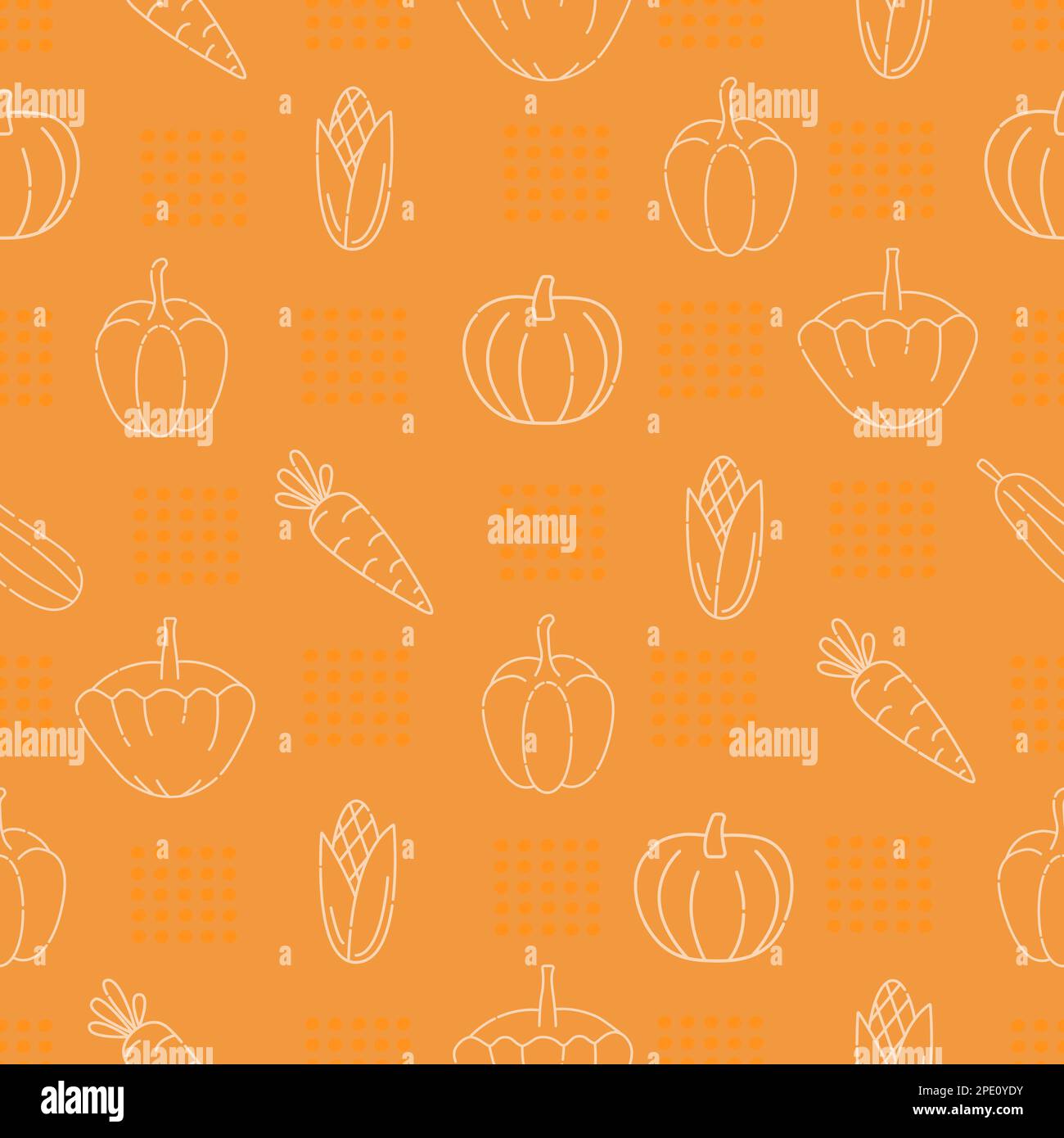 Yellow and orange vegetables, bright vector seamless pattern Stock Vector