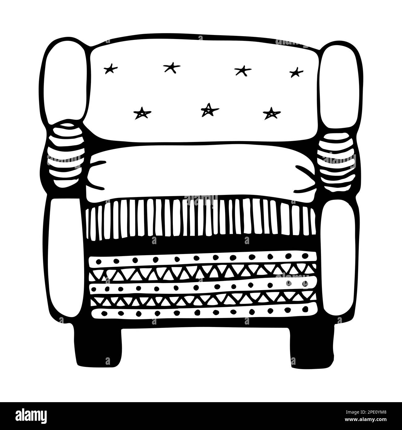 Chair, cute black and white doodle Stock Vector