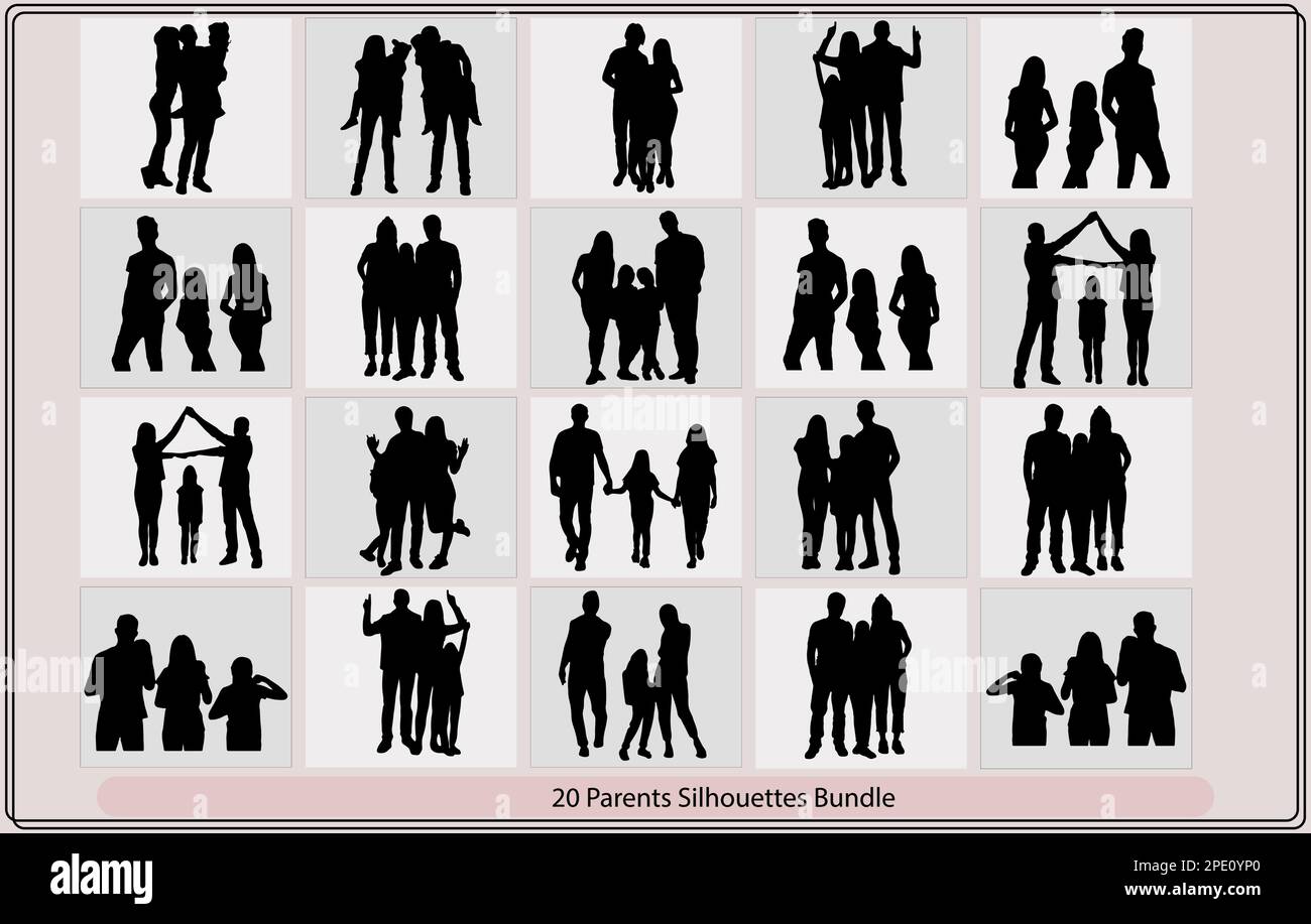 Family silhouettes, Parents Illustrator Set,Vector, isolated silhouette
