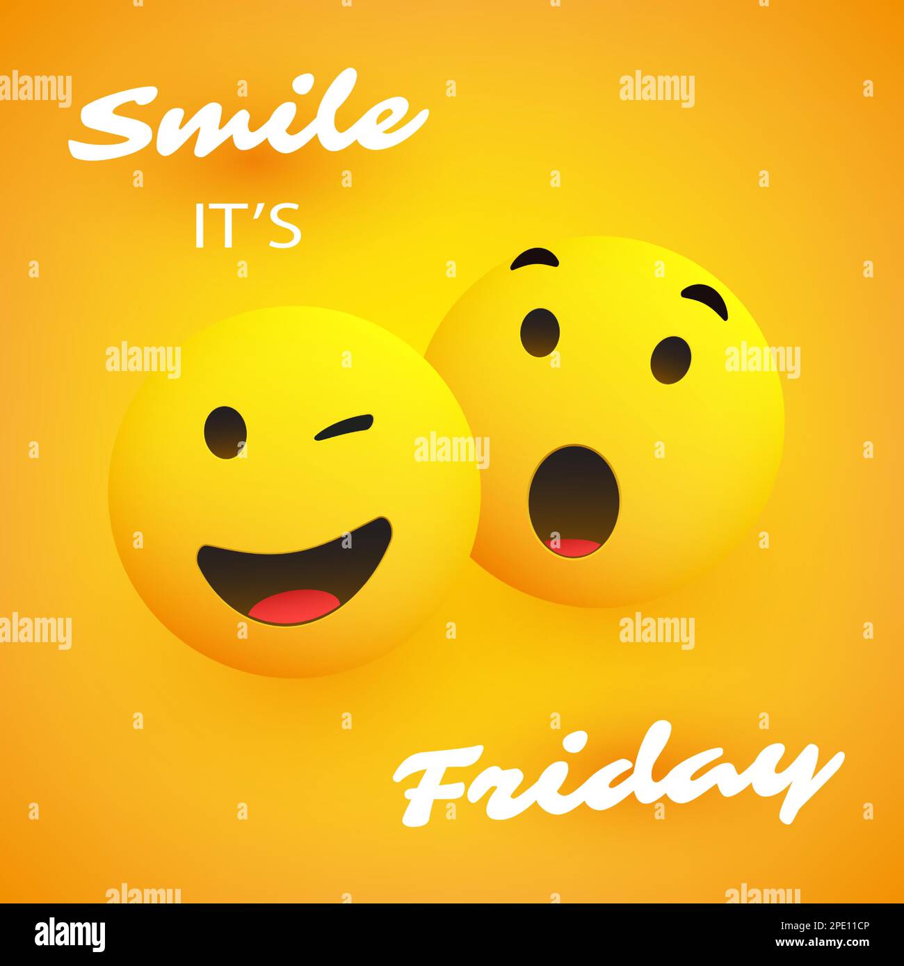 Smile, It's Friday - Banner Design with a Pair of Winking and Surprised