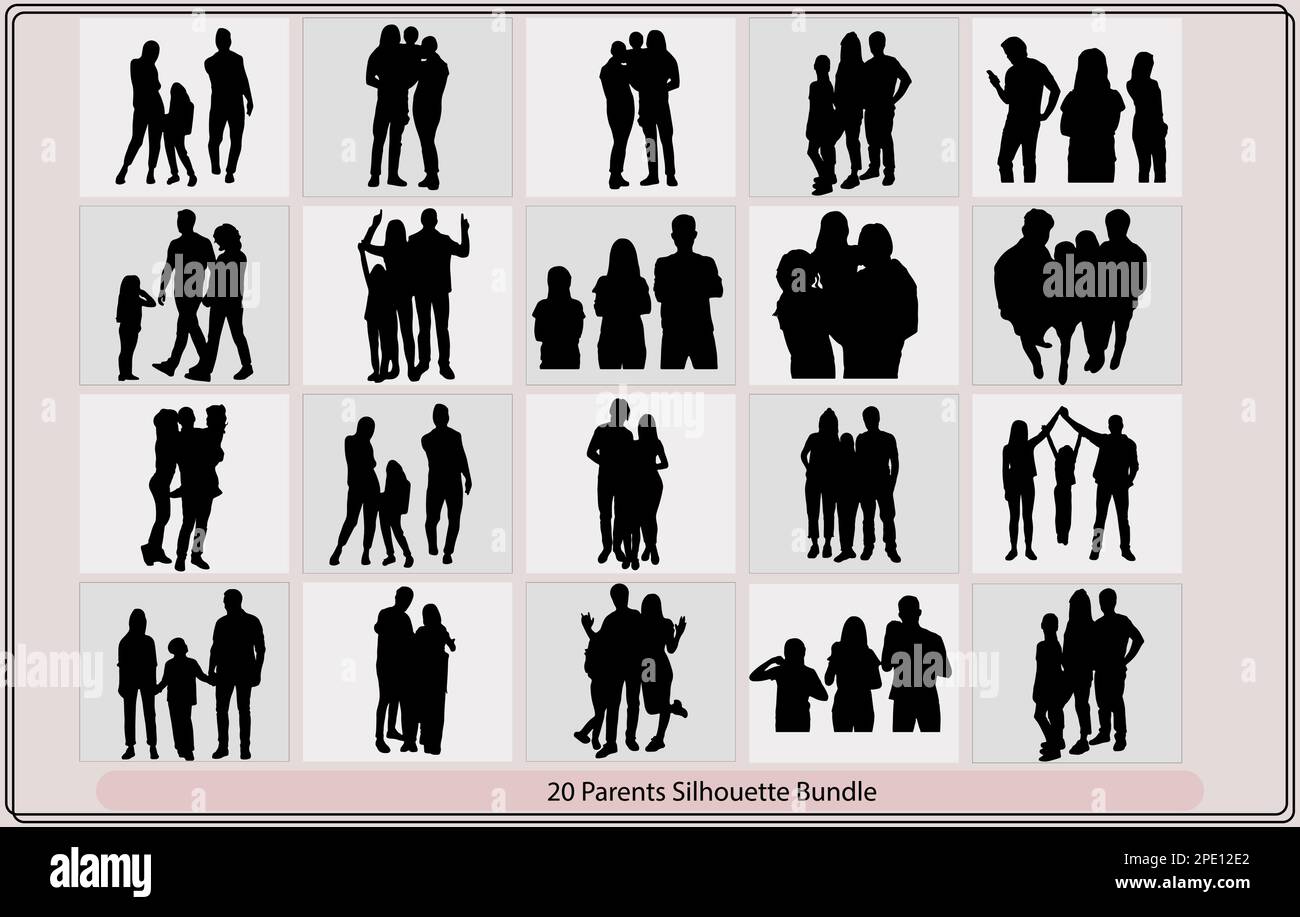 Family silhouettes, Parents Illustrator Set,Vector, isolated silhouette