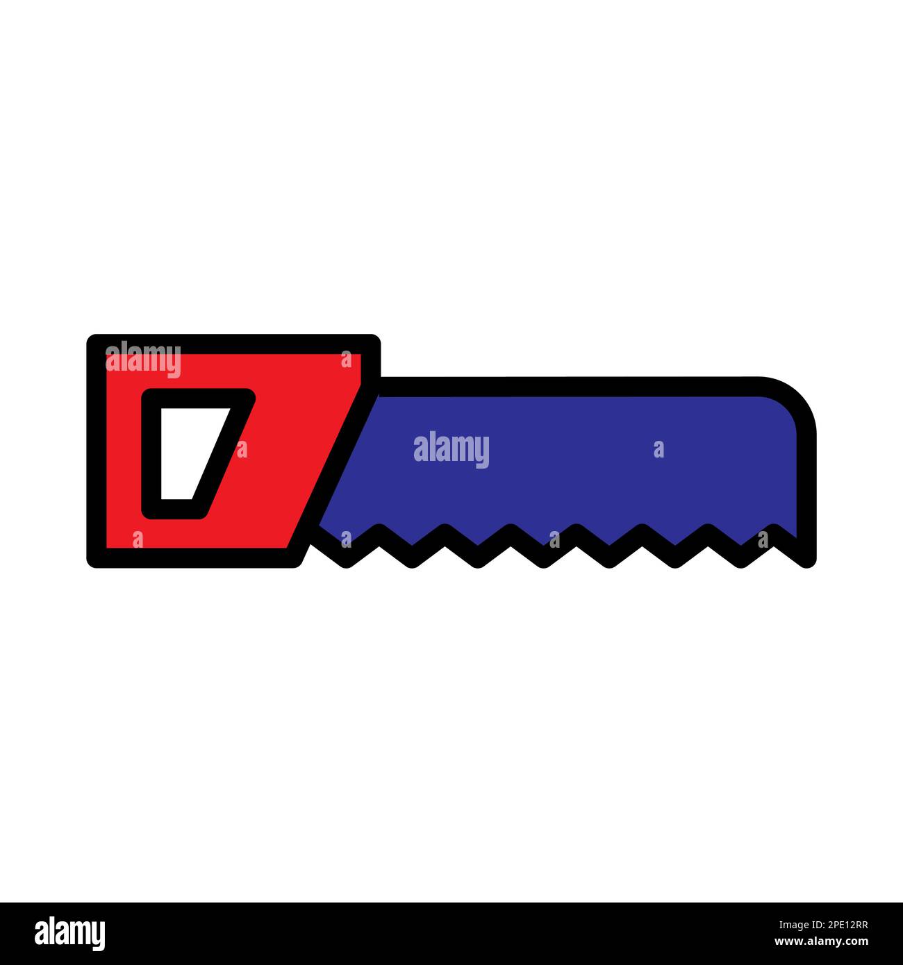 Building saw line icon isolated on white background. Black flat thin icon on modern outline style. Linear symbol and editable stroke. Simple and pixel Stock Vector