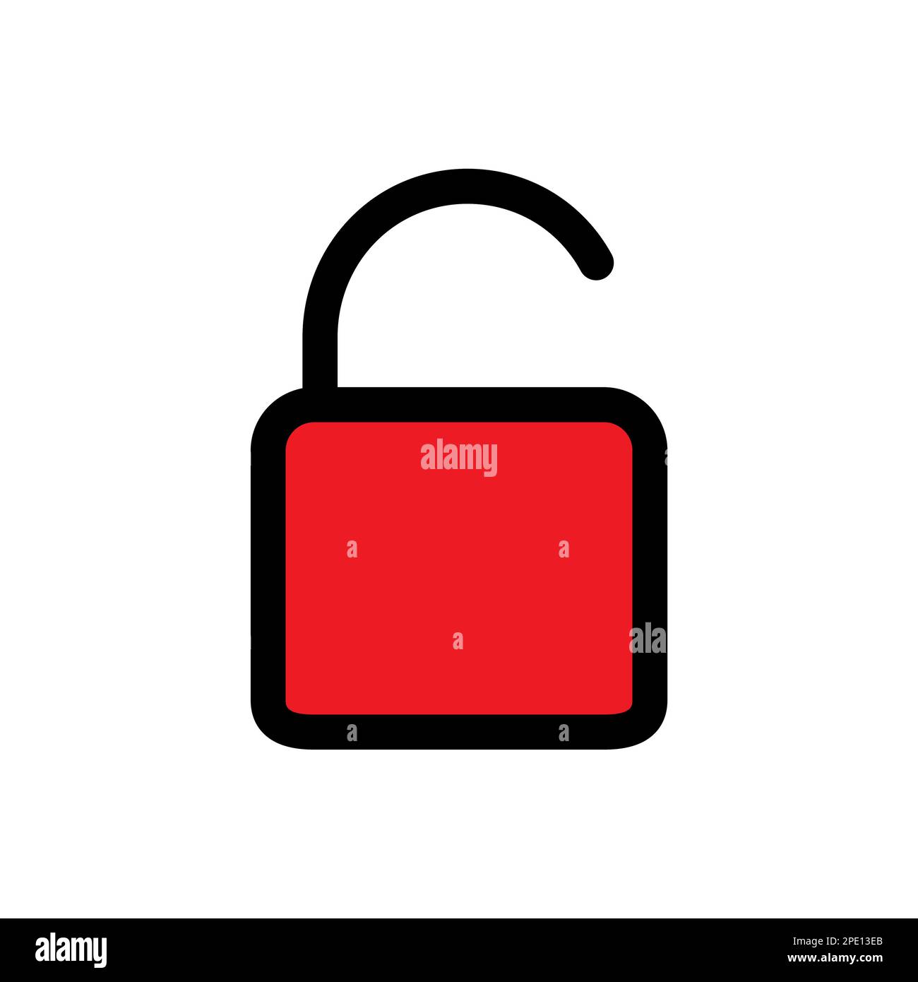 Unlock padlock line icon isolated on white background. Black flat thin ...