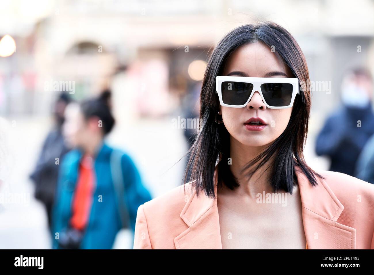 Streetstyle at Paris Fashion Week - Paris - France Stock Photo