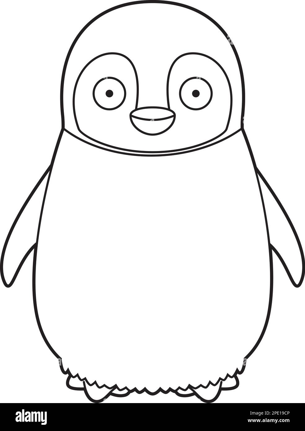 Easy coloring cartoon vector illustration of a baby penguin Stock