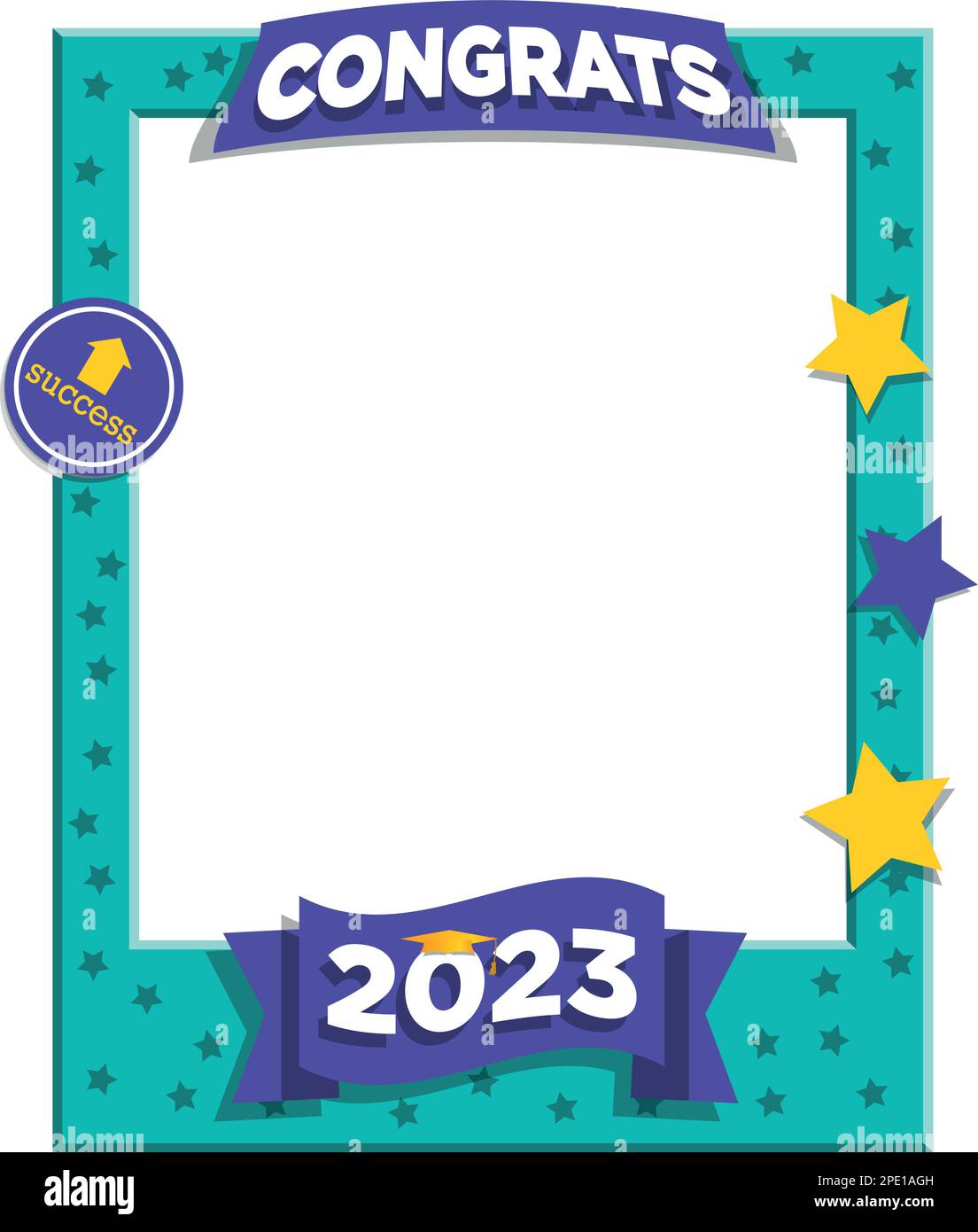 Vector illustration of turquoise selfie photo frame for graduates in the year 2023 Stock Vector