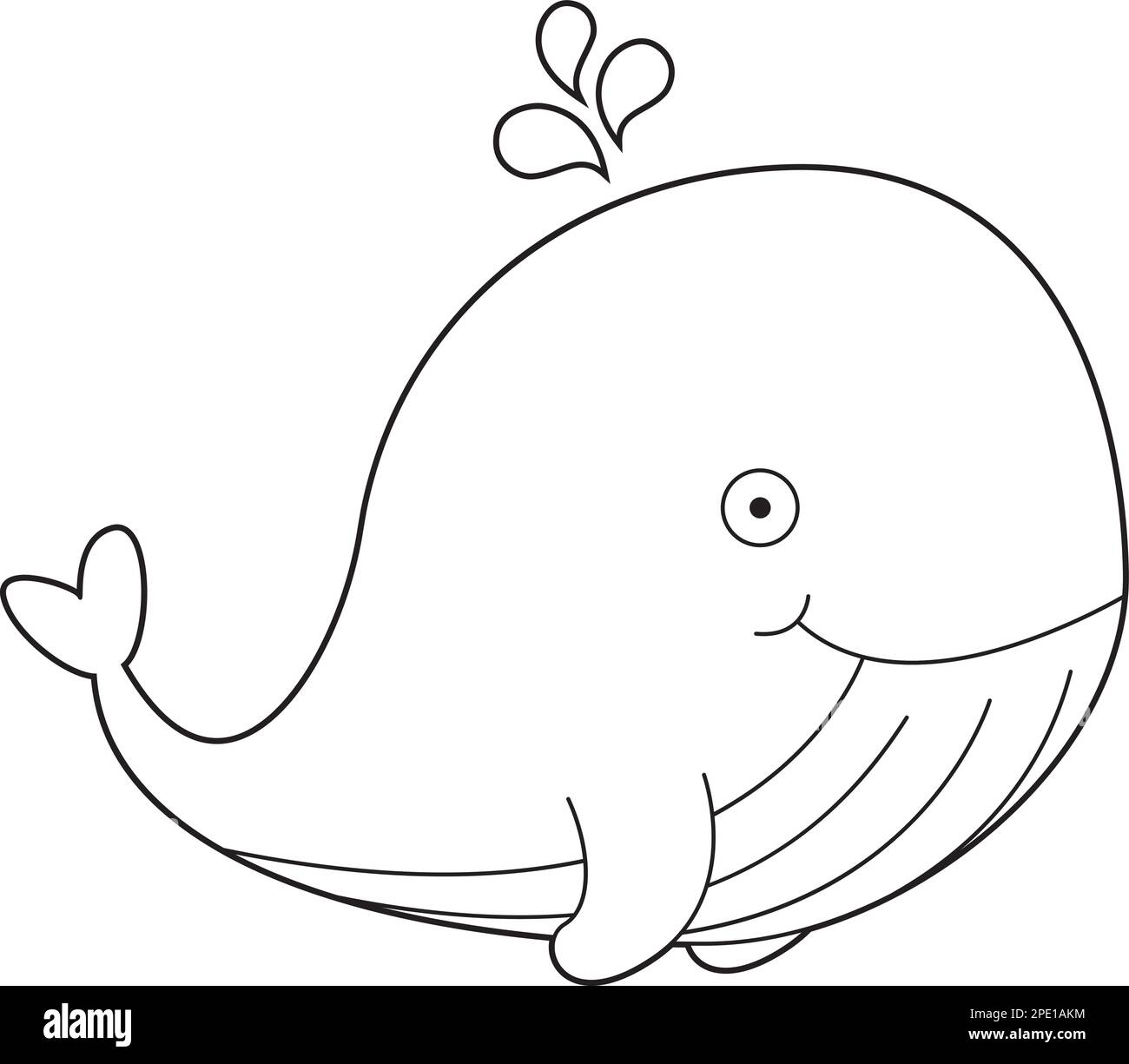 Easy coloring cartoon vector illustration of a whale Stock Vector