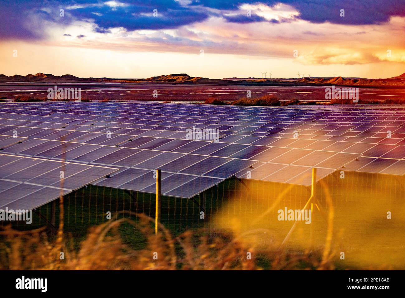 Roanhead solar farm, Barrow-in-Furness, Cumbria, UK Stock Photo
