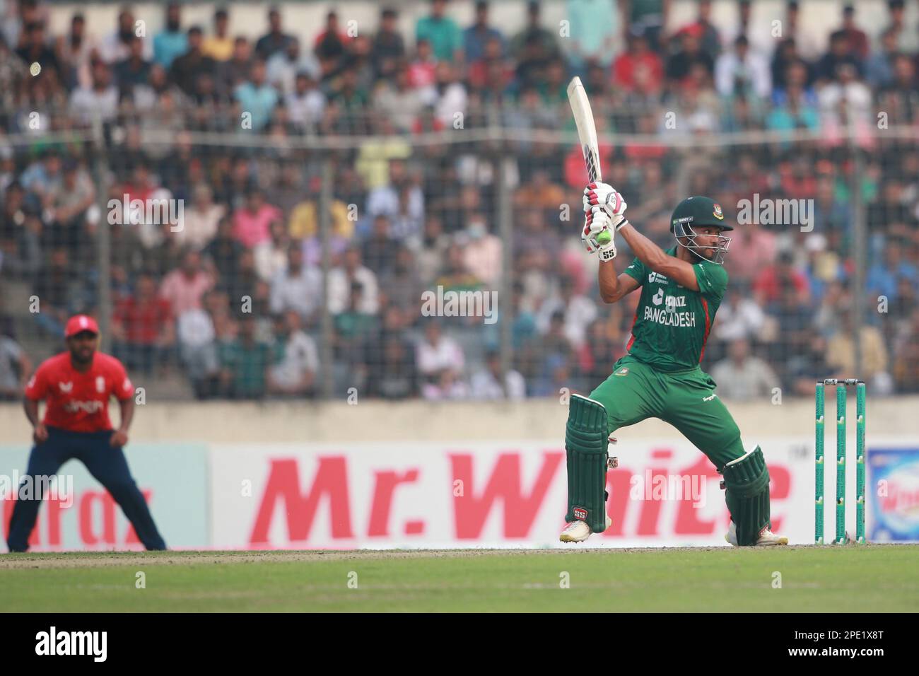 Nazmul Hasan Shanto bats during the BangladeshEngland 3rd and final