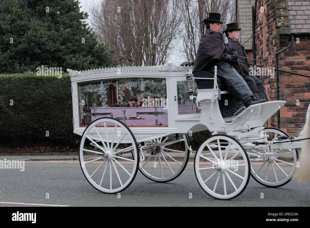 St. Elfin's Church, Warrington, UK - 15th March 2023 - The Funeral takes place of Brianna Ghey at St. Elfin's Church in Warrington. Brianna, a transgender girl, was stabbed to death in Culcheth Linear Park, Warrington, Cheshire on Saturday 11th Feb. She was 16 years old. A girl from Warrington, Cheshire and a boy from Leigh, Lancashire, both aged 15, have been charged with her murder. Credit Mark Lear / Alamy Live News Stock Photo